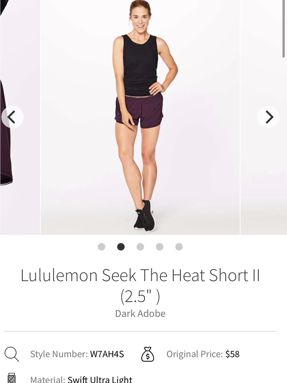lululemon athletica Seek The Heat Short II — Dark Adobe Plum